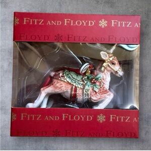 Fitz & Floyd Holiday Home Green - 2022 Reindeer Ornament - NIB